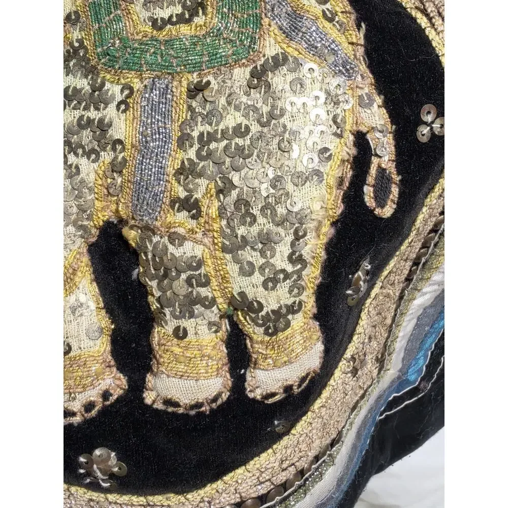 Kalaga Thai Burmese Elephant Decorative Pillow Case HanEmbroidered Sequined Boho